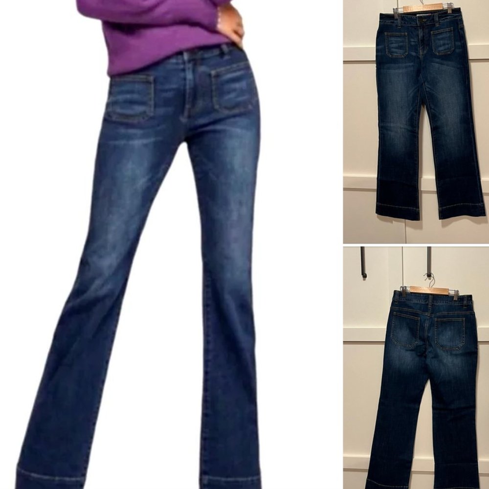 CAbi Patch Pocket Wide Leg Jeans, Size 4